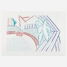 David Hockney, My Pool and Terrace (from the Eight by Eight to Celebrate the Temporary Contemporary Portfolio), 1983, etching and aquatint in colors on Somerset White