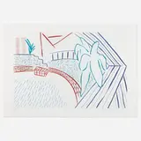 David Hockney, My Pool and Terrace (from the Eight by Eight to Celebrate the Temporary Contemporary Portfolio), 1983, etching and aquatint in colors on Somerset White