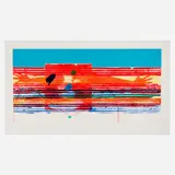 James Rosenquist, Window Washer Glass House, 1978, intaglio in colors and relief print with embossing and hand-coloring applied with a rubber tire on Pescia Italia