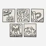 Keith Haring, Untitled (five works from the Keith Haring: Tony Shafrazi catalogue), 1982, offset lithograph