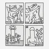 Keith Haring, Untitled (four works from Lucio Amelio), 1983, lithograph