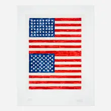 Jasper Johns, Two Flags (Whitney Anniversary), 1979-1980, lithograph in colors on Arches 88