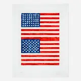 Jasper Johns, Two Flags (Whitney Anniversary), 1979-1980, lithograph in colors on Arches 88