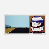 Imagine you are driving (fast)/Olivier/helmet by Julian Opie, 2002, C-type print on paper, plastic box frame, sold Jan 2023