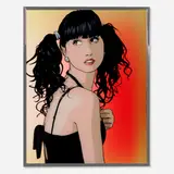 Elena and Cressie Get Ready for the Party by Julian Opie, 2011, screenprint in colors on Perspex and inkjet print on paper in aluminum frame, sold Jan 2023
