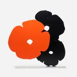 Donald Sultan, Red and Black Poppies, 2018, painted aluminum on polished aluminum base