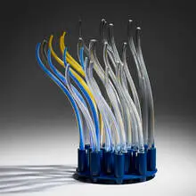 Vladimír Procházka, Seagrass Lamp, 2023, cast glass, enameled metal