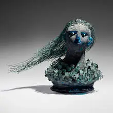 Untitled by Hank Murta Adams, 2003, cast glass, patinated copper, sold Feb 2025