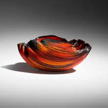 Untitled (from the Tierra del Fuego series) by Toots Zynsky, 1987, filet de verre fused and thermo-formed glass threads, sold Feb 2025