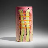 Peach Cylinder with Indian Blanket Drawing by Dale Chihuly, 1995, hand-blown glass, sold Feb 2025