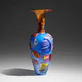 Tall Shard Pot by Richard Marquis and Dante Marioni, 1992-1995, hand-blown glass, paint, sold Feb 2025