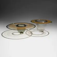Benjamin Moore, Tourmaline and Yellow Interior Fold Set, hand-blown glass
