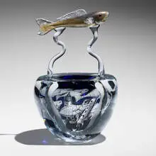 Hiroshi Yamano, Untitled (from the East to West series), 1999, blown and hot-sculpted glass, graal technique with silver leaf and sand blasting, cut and polished