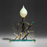Dan Dailey, Nude in Junk lamp, 1996, blown glass, bronze, gold-plated bronze, aluminum, plate glass, Vitrolite and lampworked glass