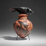 William Morris, Raven Jar, 1999, hand-blown, vitrified and sculpted glass, steel base