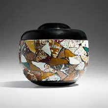 Mosaico vase by Massimo Micheluzzi, 2014, hand-blown and carved glass, sold Feb 2025