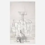 Paul Noble, Nobspital, 1997-98, graphite on paper