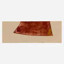 Suzan Frecon, Red earth composition with ruby and cadmium lemon, 2007, watercolor on old Indian ledger paper
