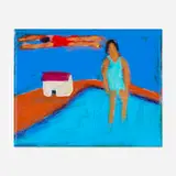 Katherine Bradford, Fly Over Pool House, 2024, acrylic on canvas