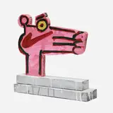 Katherine Bernhardt and Jonathan Edelhuber, Panther Panther Rosa Rosa, 2020, painted wood