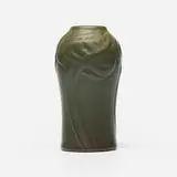 Early vase with leaves by Artus Van Briggle for Van Briggle Pottery, 1904, glazed earthenware, sold Jan 2025
