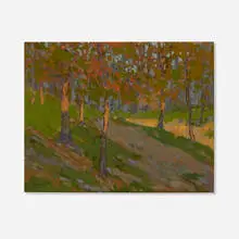 Hans John Stoltenberg, Forest Landscape, oil on pressboard
