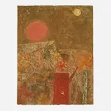 Teódulo Romulo, Hombre con silla; Venuz de nazca (two prints), c. 1977, Mixografía print in colors