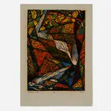 Josef Zenk, Katahdin Falls, woodcut on rice paper