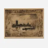 Félix Buhot, Westminster Palace (Seventh State), 1884, etching, drypoint, roulette, salt ground and stippling with tonal wiping