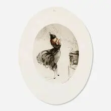 Winter Chestnuts by Louis Icart, 1922, etching and aquatint in colors, sold Aug 2021
