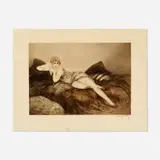Woman with Grapes by Louis Icart, 1926, etching and aquatint in colors, sold Aug 2021