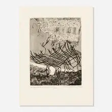 Les racines de la lune (from The International Avant-Garde, Vol. 1) by Horst Egon Kalinowski, etching, sold Aug 2021