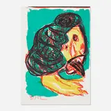 Untitled (from the One Cent Life portfolio) by Karel Appel, 1964, lithograph in colors and letterpress, sold Aug 2021
