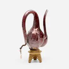 Mystery Ewer by Adrian Saxe, 1991, glazed porcelain, fishing hook, sold Jul 2021
