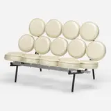Marshmallow sofa by George Nelson & Associates, leather, enameled steel, matte chrome-plated steel, aluminum, sold Jul 2021