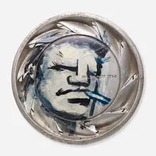 Robert Loughlin, Untitled (hubcap), acrylic on found object