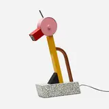 Tahiti lamp by Ettore Sottsass, enameled steel, laminate, enameled brass, chrome-plated brass, lacquered wood, sold Jul 2021