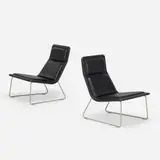 Jasper Morrison, Low Pad lounge chairs, pair, 1999, leather, chrome-plated metal