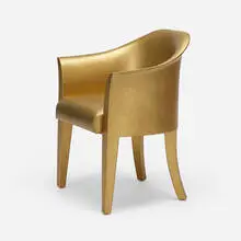 Armchair by Karl Springer, 1994, gilt leather over wood, sold Jul 2021