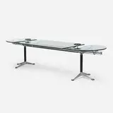 Bruce Burdick, Burdick Group System table, 1980 / 2005, aluminum, glass, enameled steel, enameled aluminum