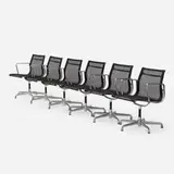Aluminum Group chairs, set of six by Charles and Ray Eames, 1958 / 2006, cast aluminum, nylon, enameled steel, plastic, sold Jul 2021