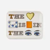 Tray by Piero Fornasetti, c. 1955, glazed ceramic with hand-painting, sold Jul 2021