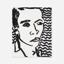 Portrait by Rob Pruitt, 2017, ink on canvas, sold Jul 2021
