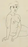 Mervyn Peake, Untitled, Mervyn Peake (1911-1968) Seated nude pen and ink 40 x 24.5cm
