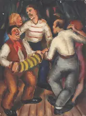 Untitled by Raymond Henry Bradshaw, Raymond Henry Bradshaw (1918-1997) Dancers oil on canvas 61 x 45.5cm, sold Nov 2021