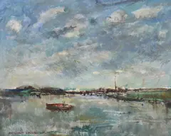Untitled by Adrian Hill, oil on board 47 x 57cm ., sold Nov 2021