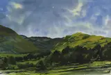 Untitled by Hrh Charles Prince of Wales, HRH Charles Prince of Wales (b.1948) Hilly landscape lithograph in colours, sold Nov 2021