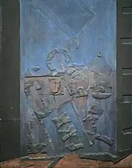 Lucio Muñoz, En el aire azul, 1969, mixed media on wood in relief