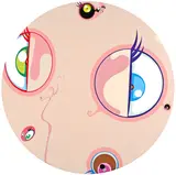 Jellyfish Eyes (Skin Ball) by Takashi Murakami, 2002, acrylic on canvas on wood, offered May 2009