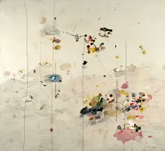 Michelle Fierro, The Tower of Babel's, 1998, oil, acrylic, pencil and paper on canvas on board